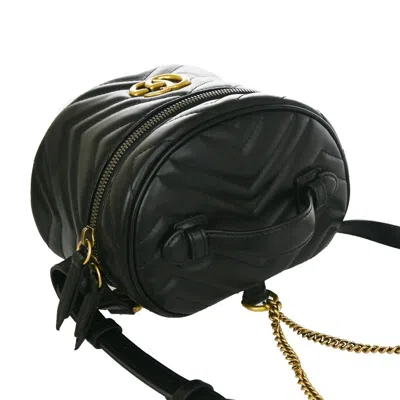 Shop Gucci Marmont Black Leather Backpack Bag ()