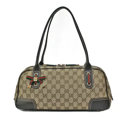 Shop Gucci Princy Beige Canvas Shoulder Bag ()