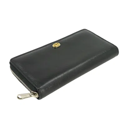 Shop Gucci Zip Around Black Leather Wallet  ()