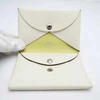 Shop Hermes Hermès Calvi White Leather Wallet  ()