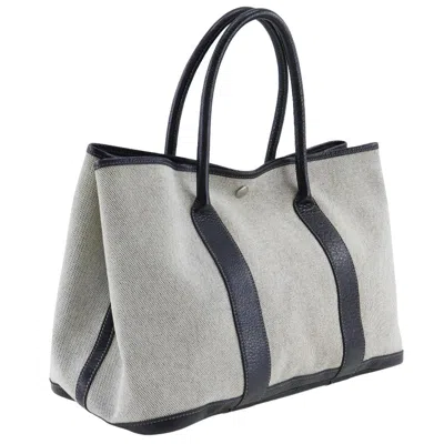 Shop Hermes Hermès Garden Party Grey Canvas Tote Bag ()