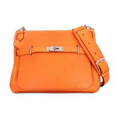 Shop Hermes Hermès Jypsiere Orange Leather Shoulder Bag ()