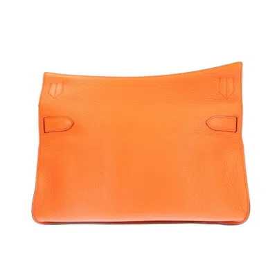 Shop Hermes Hermès Jypsiere Orange Leather Shoulder Bag ()