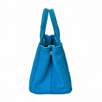 Shop Prada Canapa Blue Canvas Tote Bag ()