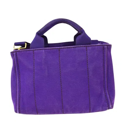 Shop Prada Canapa Purple Canvas Tote Bag ()