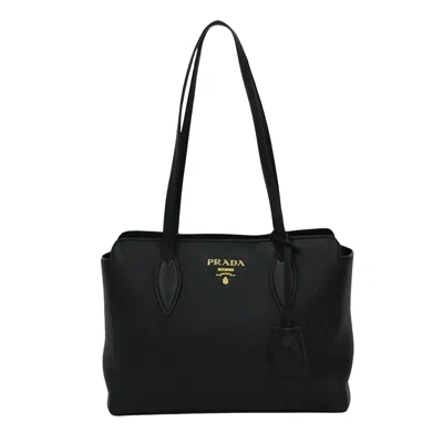 Shop Prada Saffiano Black Leather Shopper Bag ()