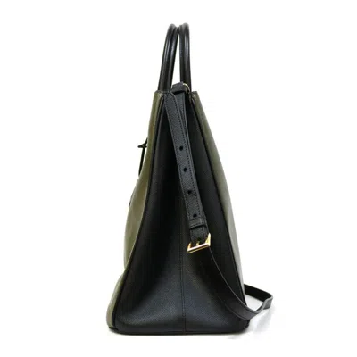 Shop Prada Saffiano Green Leather Shopper Bag ()