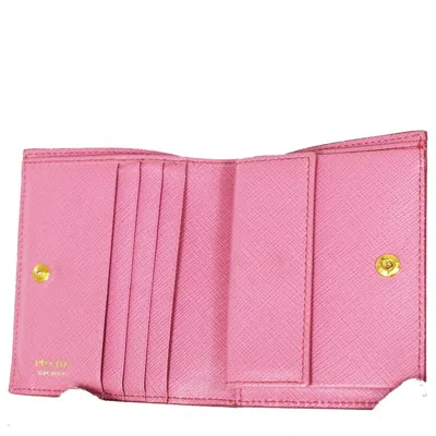 Shop Prada Saffiano Pink Leather Wallet  ()