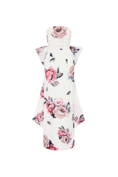 Rebecca Vallance Aveline Floral Strapless Taffeta Gown