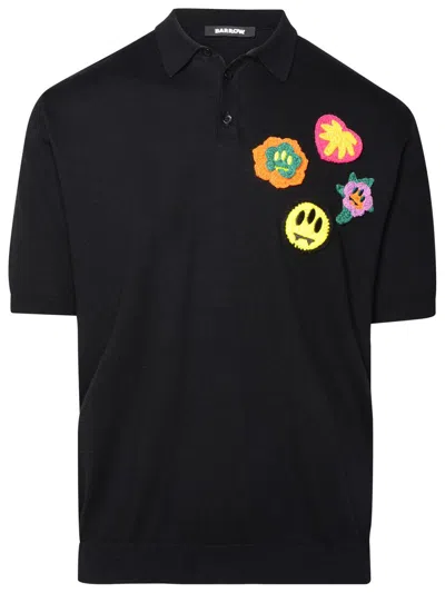 Shop Barrow Black Cotton Polo Shirt