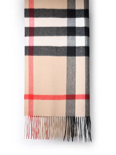Shop Burberry Wide Scarf In Beige Cashmere