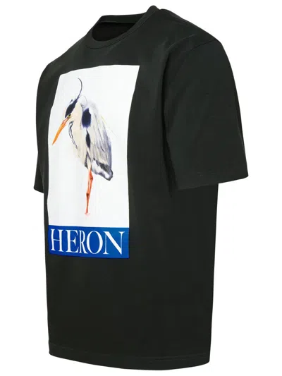 Shop Heron Preston 'bird Painted' Green Cotton T-shirt In Black
