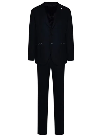 Shop Luigi Bianchi Blue Wool Blend Suit