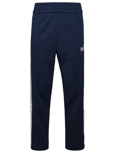Shop Palm Angels Blue Polyester Pants In Navy