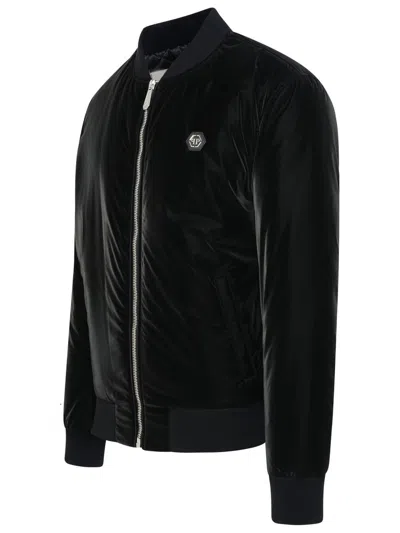 Shop Philipp Plein Black Polyester Bomber Jacket