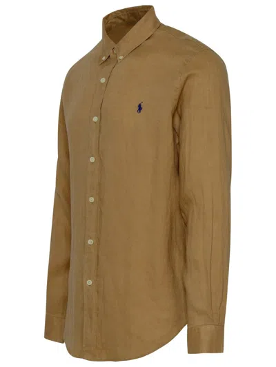 Shop Polo Ralph Lauren Beige Linen Shirt