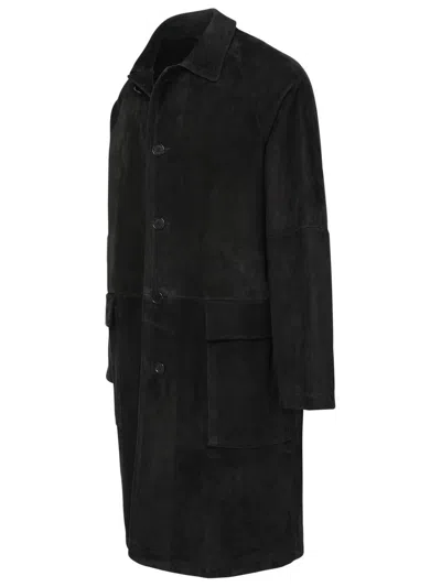 Shop Salvatore Santoro Black Leather Coat