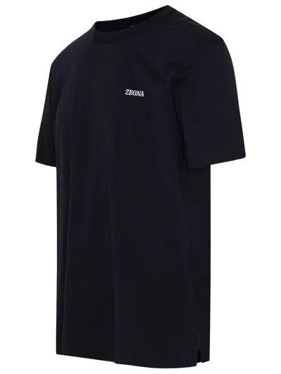 Shop Zegna Navy Cotton T-shirt In Black