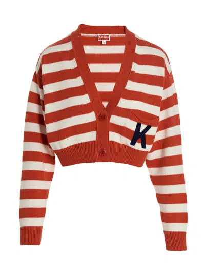 Shop Kenzo Cropped Logo Cardigan Sweater, Cardigans Multicolor