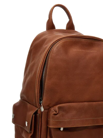 Shop Brunello Cucinelli Leather Backpack Backpacks Brown