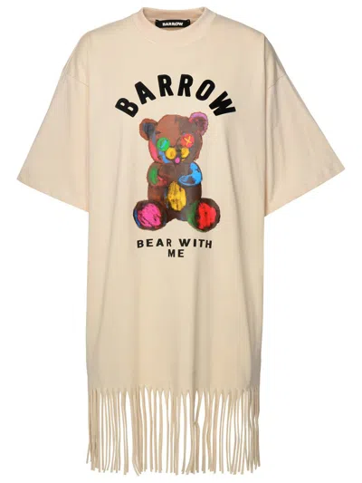 Shop Barrow Beige Cotton Dress In Avorio