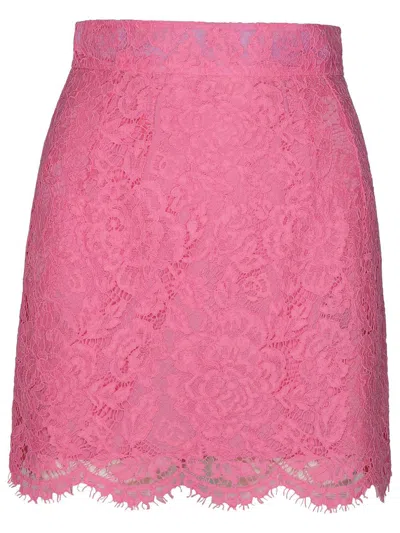 Shop Dolce & Gabbana Mini Skirt In Pink Viscose Blend