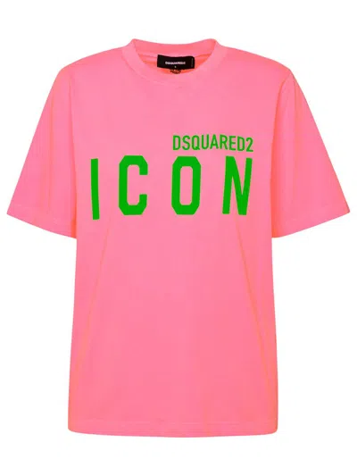 Shop Dsquared2 Pink Cotton T-shirt In Fucsia