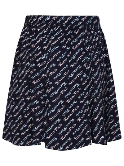 Kenzo X Verdy Flared Miniskirt In Blue
