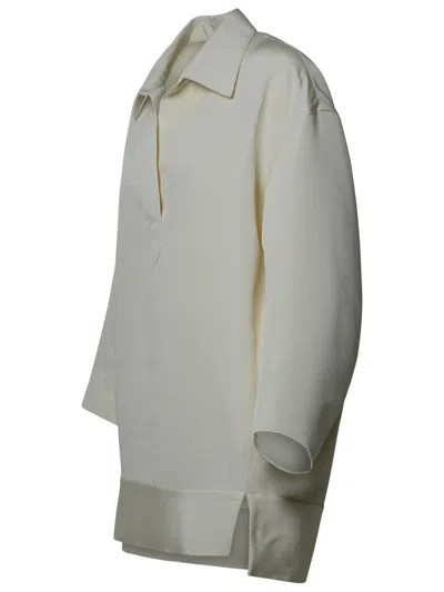 Shop Khaite Kal' Dress In Cream Virgin Wool Blend