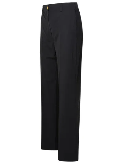 Patou Wide Leg High Waist Trousers With Belt Loops In Black