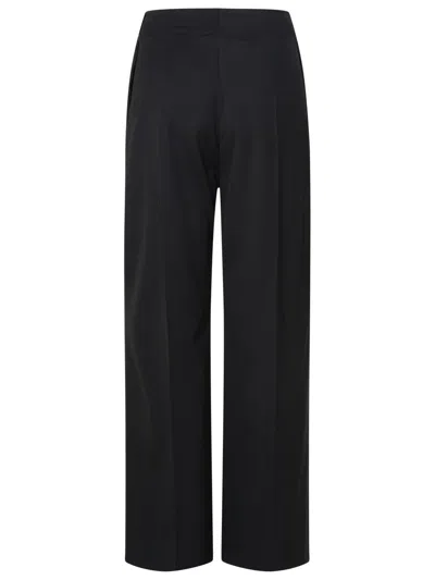 Patou Wide Leg High Waist Trousers With Belt Loops In Black