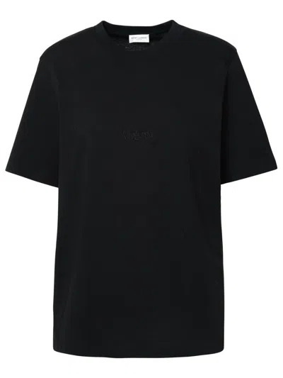 Shop Saint Laurent Black Cotton Boyfriend T-shirt