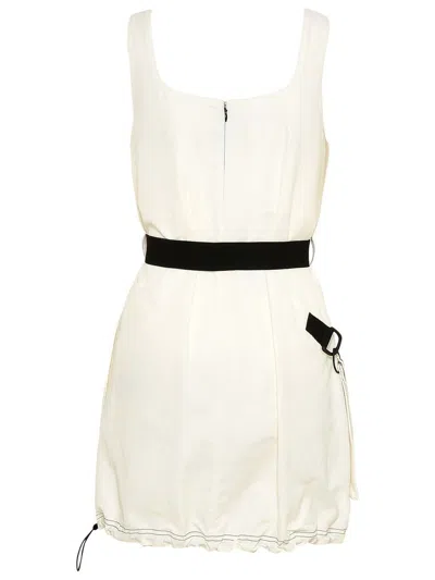Shop Stella Mccartney White Cotton Blend Belted Dress