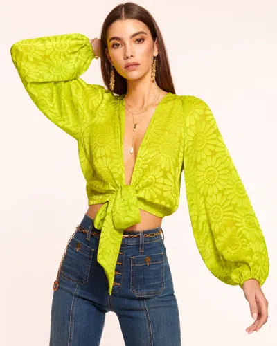 Shop Ramy Brook Briana Tie-front Blouse In Lime Daisy