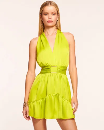 Shop Ramy Brook Clover V-neck Mini Dress In Lime
