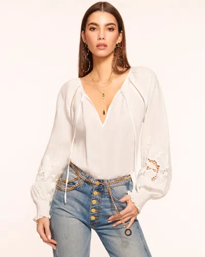 Shop Ramy Brook Flora Embroidered Blouse In White