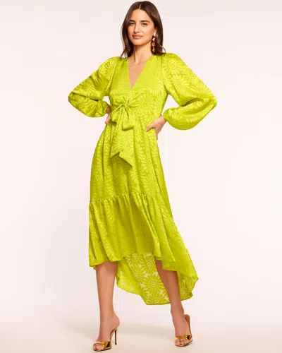Shop Ramy Brook Giuliana V-neck Midi Dress In Lime Daisy