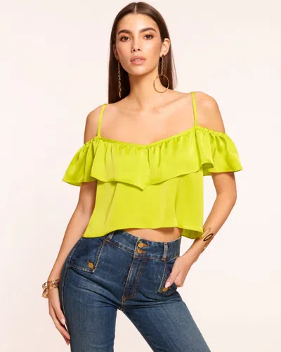 Shop Ramy Brook Theresa Off-the-shoulder Top In Lime