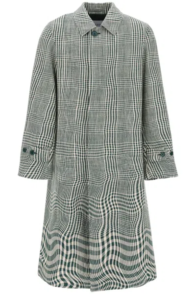 Shop Burberry Houndstooth Car Coat With Men In Multicolor