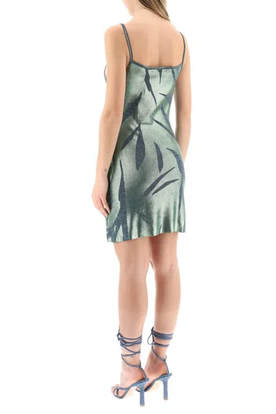 Shop Diesel 'm-areah' Mini Dress In Laminated Lurex Knit Women In Green