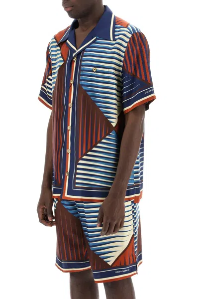 Shop Dolce & Gabbana "geometric Pattern Bowling Shirt With Men In Multicolor