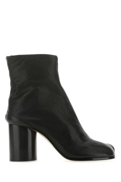 Shop Maison Margiela Woman Black Leather Tabi Ankle Boots