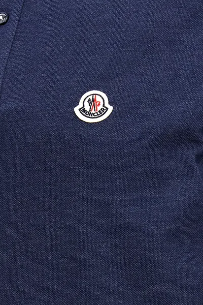 Shop Moncler Men Logo Patch Polo Shirt In Blue