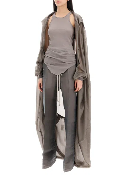 Shop Rick Owens Hooded Silk Habotai Bubble Coat With Women In Gray