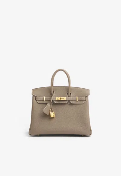 Hermes Birkin 25 In Etoupe Togo With Gold Hardware In Etoupe