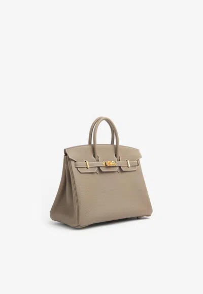 Hermes Birkin 25 In Etoupe Togo With Gold Hardware In Etoupe