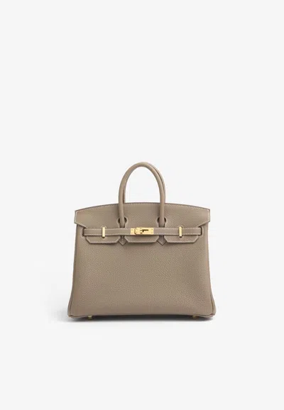 Hermes Birkin 25 In Etoupe Togo With Gold Hardware In Etoupe