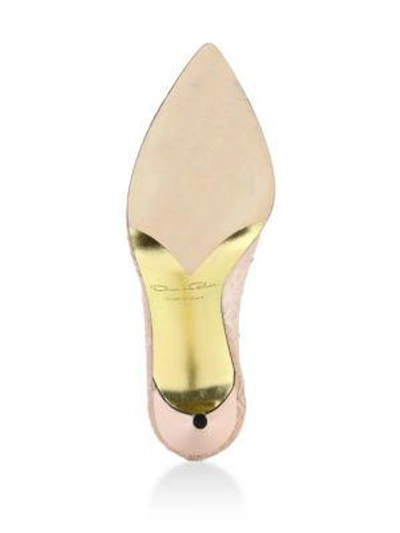 Shop Oscar De La Renta Willow Lace Cap-toe Pumps In Nude