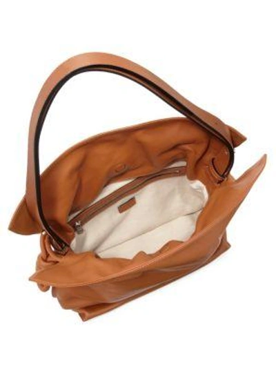 Shop Loewe Flamenco Knot Leather Shoulder Bag In Tan