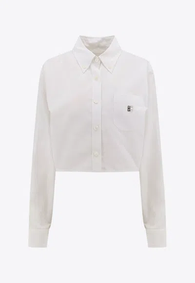Shop Givenchy Buttoned-down Cropped Shirt In White